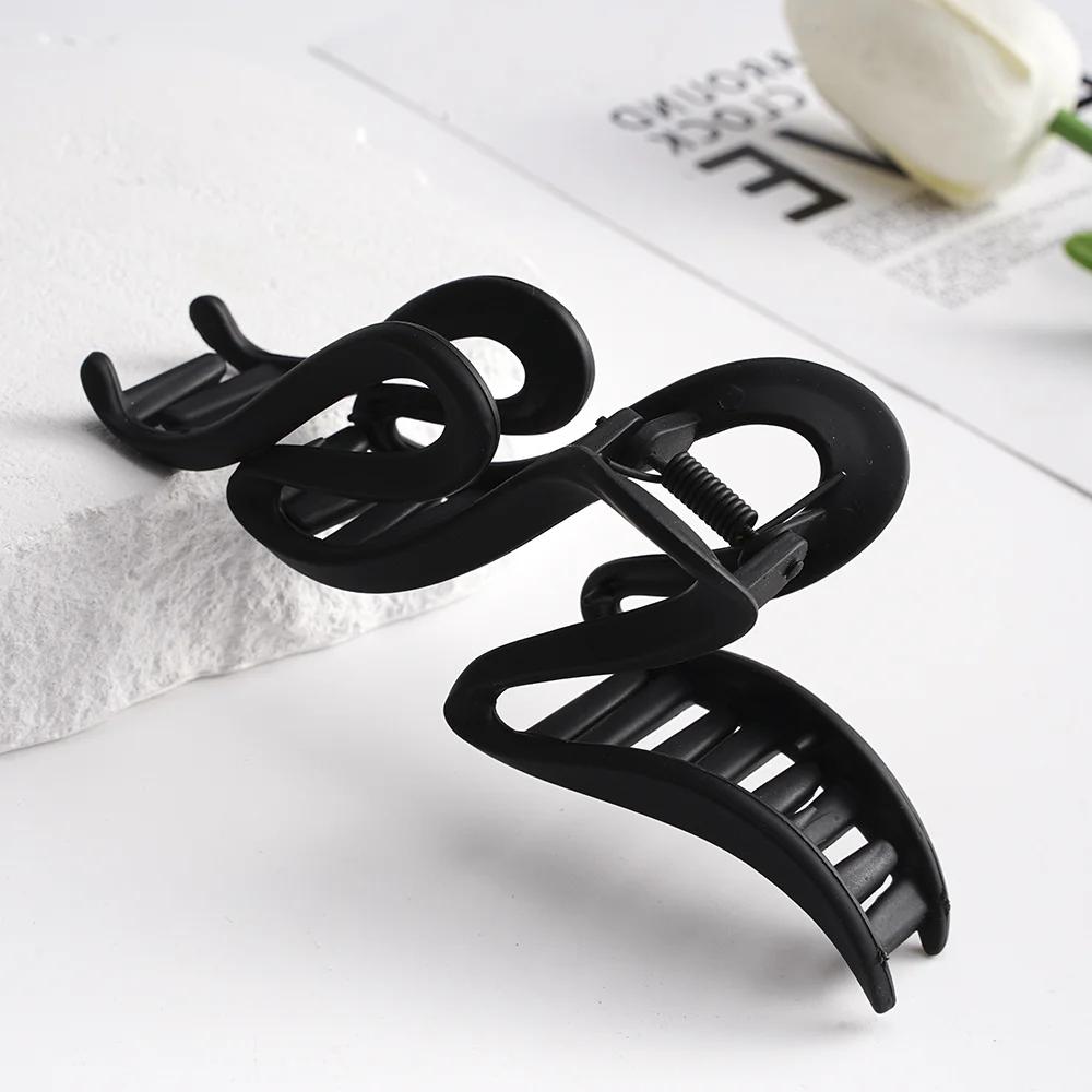 13cm Matte Acrylic Hair Clips for Women Wave Hair Claw Ponytail Holder Girls Hair Accessories Headwear 4 Colors