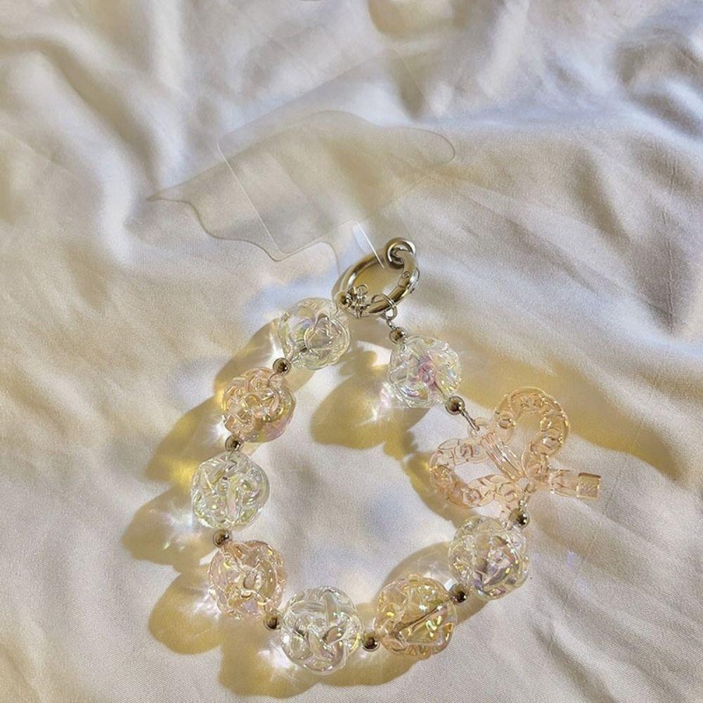 Irregular Sweet Candy Keychain Anti-lost Transparent Beads Pendant Beaded Phone Chain Gifts