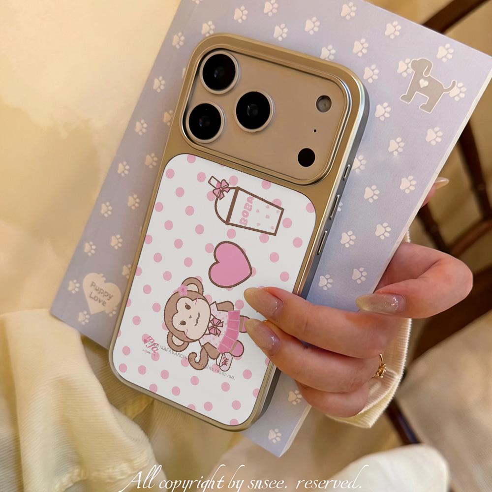 Милый Чехол-Обезьянка Biye для iPhone 17 17e 16e 16 15 14 13 12 11 Air Pro Max X XR XSMAX 8 Plus Роскошная Прозрачная Мягкая Задняя Крышка