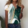 Women's T Shirt Tee Print Button Short Sleeve Daily Weekend Fashion V- Neck Regular Top