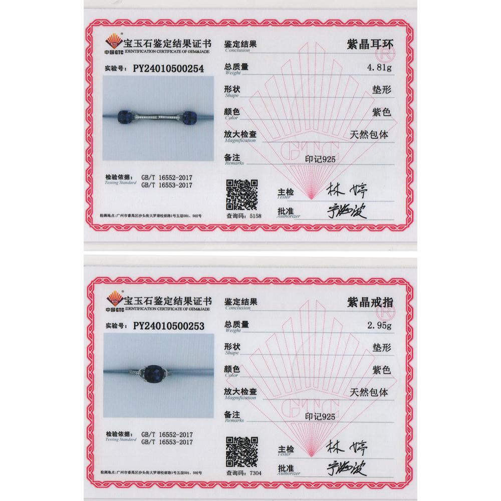 Stunning Silver Earring Ring Necklace for Women & Girls Natural Amethyst February Birthstone Jewelry Proposal Dating Love Gift