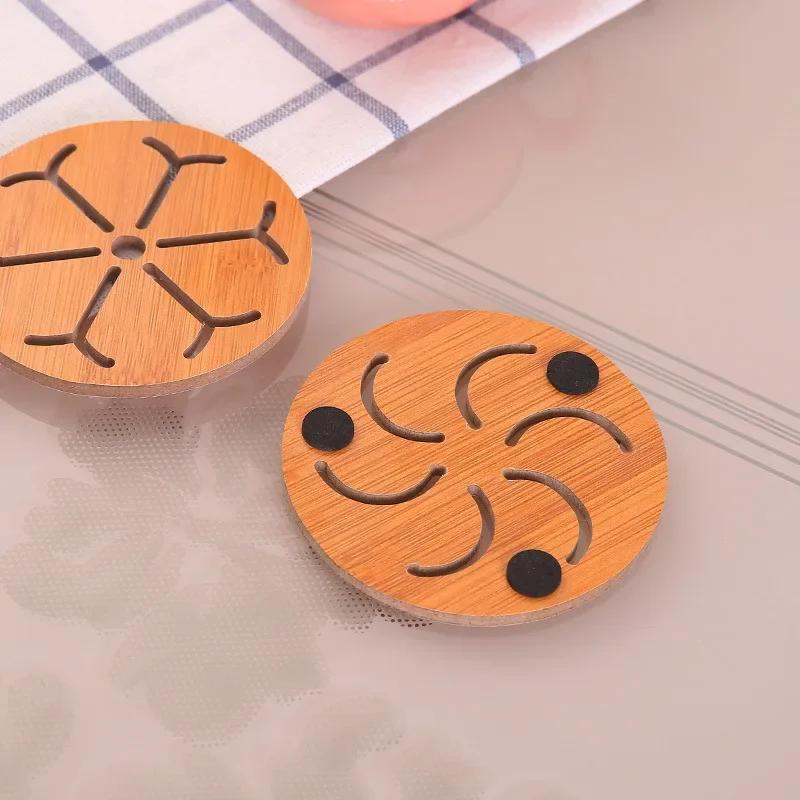 Креативная полая нескользящая и термостойкая подставка, деревянная изоляционная подставка, подставка для чайного набора для обеденного стола