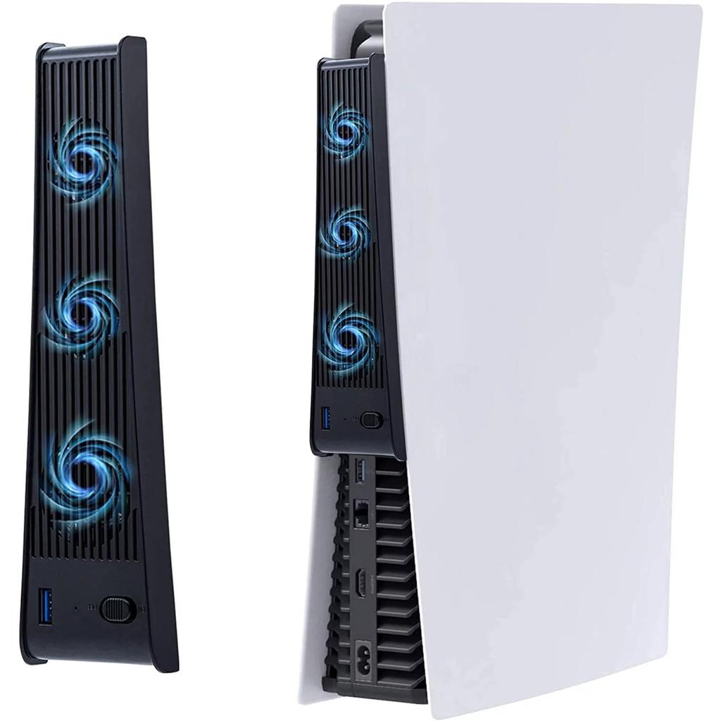 Cooling Fan, External USB Cooler 3 Fans Game Console Mini Cooling System with Extra USB Port for Sony Playstation5 Digital Edition&Ultra HD Console