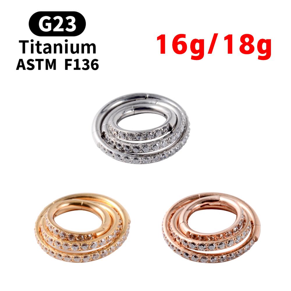 Женские круглые серьги 18G/16G Титановый пирсинг носа G23 F136 Кольцо-кликер с шарниром Открытое кольцо-септум Модные пирсинг-украшения для женщин