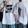 Атака Титанов Стритвир Мужская Футболка Эрен Йегер Shingeki No Kyojin Аниме Летние Хлопковые Женские Топы Футболки Повседневные Высокое Качество