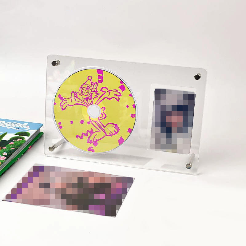Маленькая стойка для визиток Акриловая фоторамка для CD, пластинок и трехдюймовых фото Настольное украшение Альбом Прозрачный контейнер для хранения Коллекционных предметов Фотографий