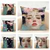 Art KKlimt oil painting style illustration Cushion Cover Linen Pillowcase Soft  for Sofa Bed Home Room Decor
