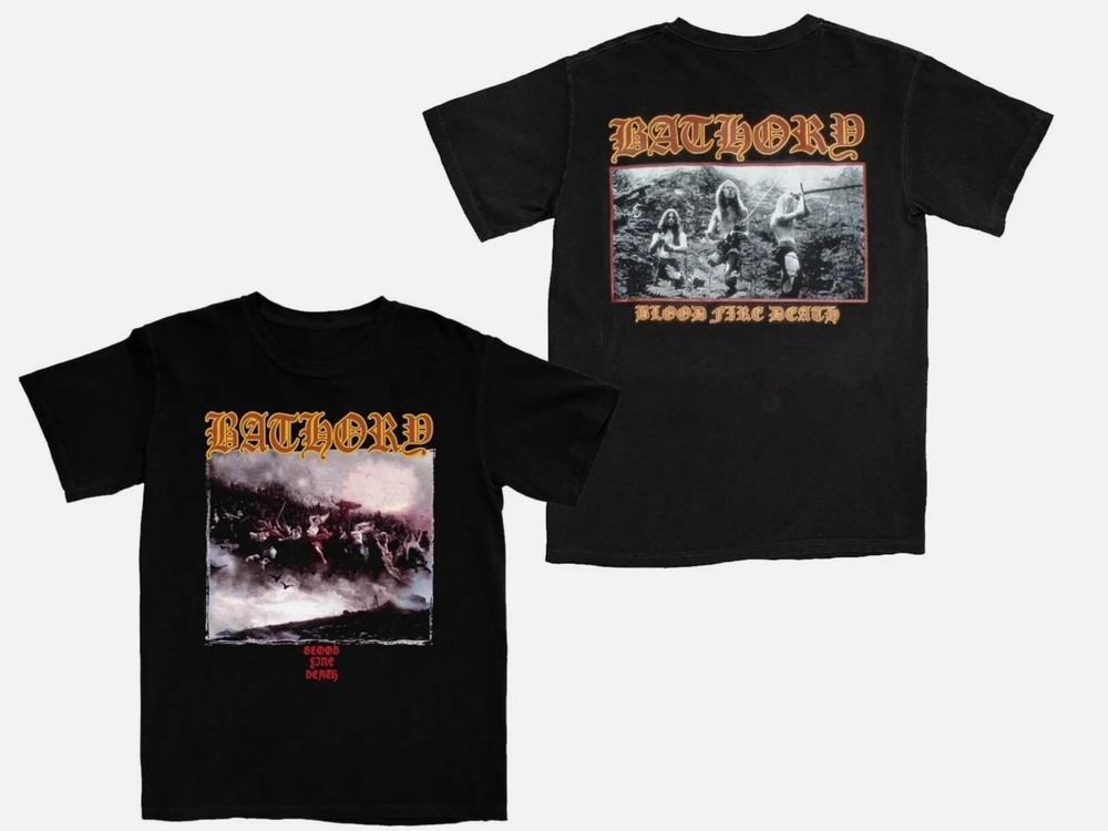Футболка с двухсторонним принтом Bathory Band Blood Fire Death, все размеры