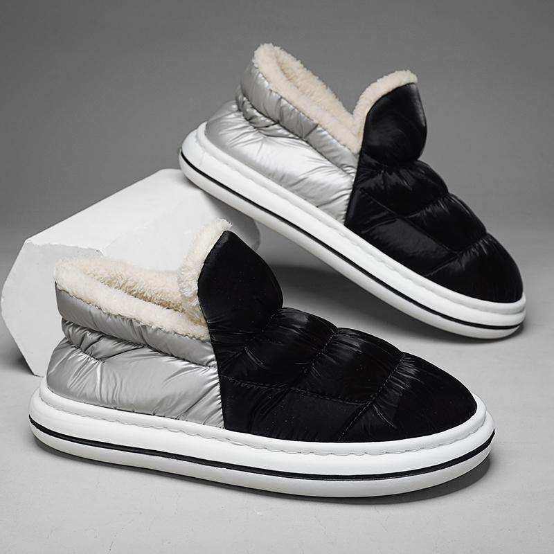 Модная домашняя обувь Зимняя повседневная обувь с круглым носком Гибкая платформа Слипоны для улицы Нескользящие Износостойкие Плюс Бархат Сохраняют Тепло