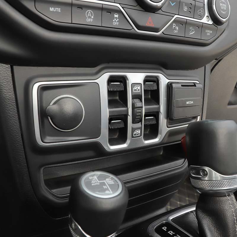 Aluminium Alloy Car Window Button Trim Decorative Stickers For Jeep Wrangler JL For JT Gladiator 2018 Up Interior Accessories