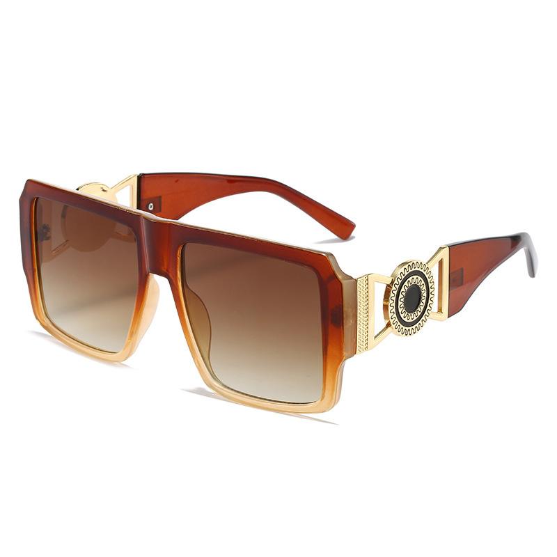 Модные ретро-солнцезащитные очки для женщин, квадратные, с леопардовым градиентом, золотая оправа, полый дизайн, тренд, повседневные мужские солнцезащитные очки, УФ400