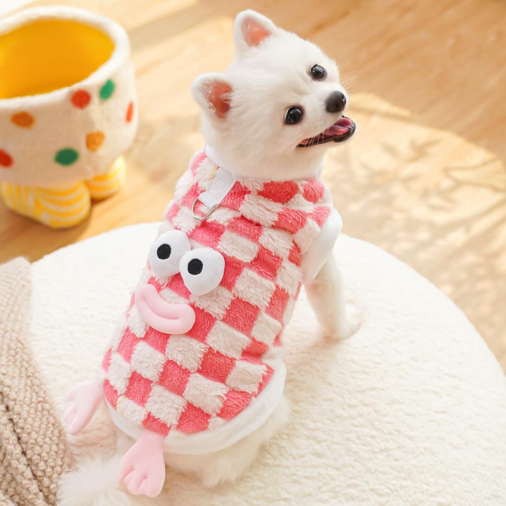 Autumn and Winter Pet Dog Dog Cat Clothes Accessories Checkerboard Teddy Than Bear Baby Clothes Small and Medium Dog Corgi