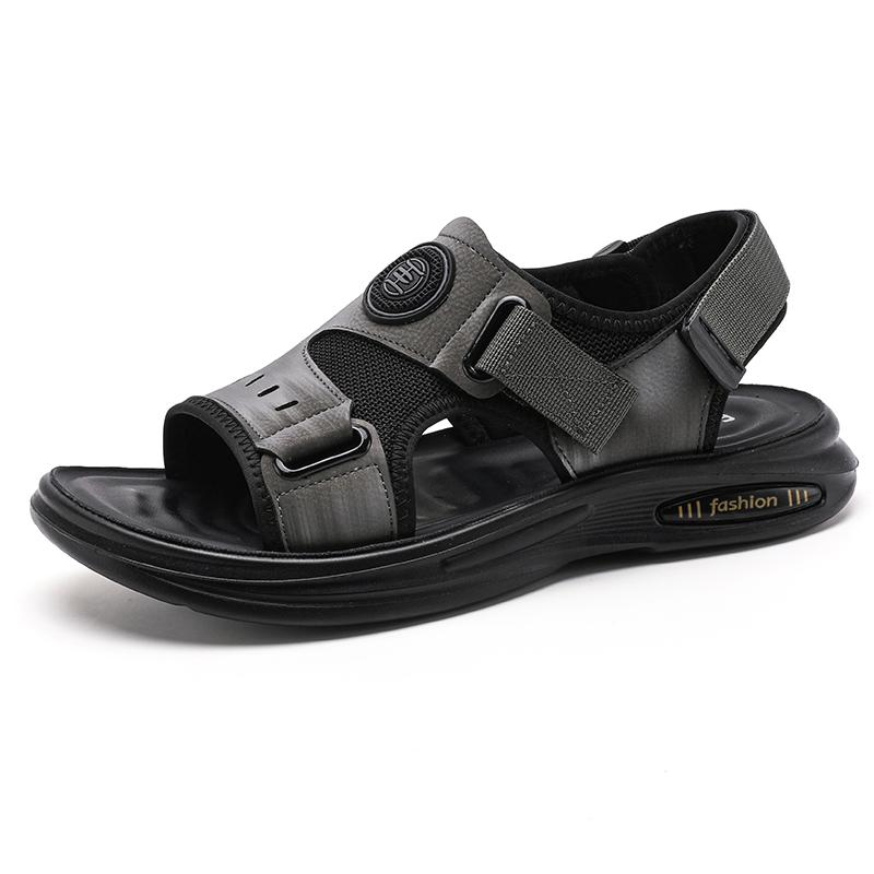 Летние сандалии для мужчин, повседневные спортивные тапочки из кожи, нескользящие, дышащие, римские туфли, пляжные шлепанцы, садовая обувь