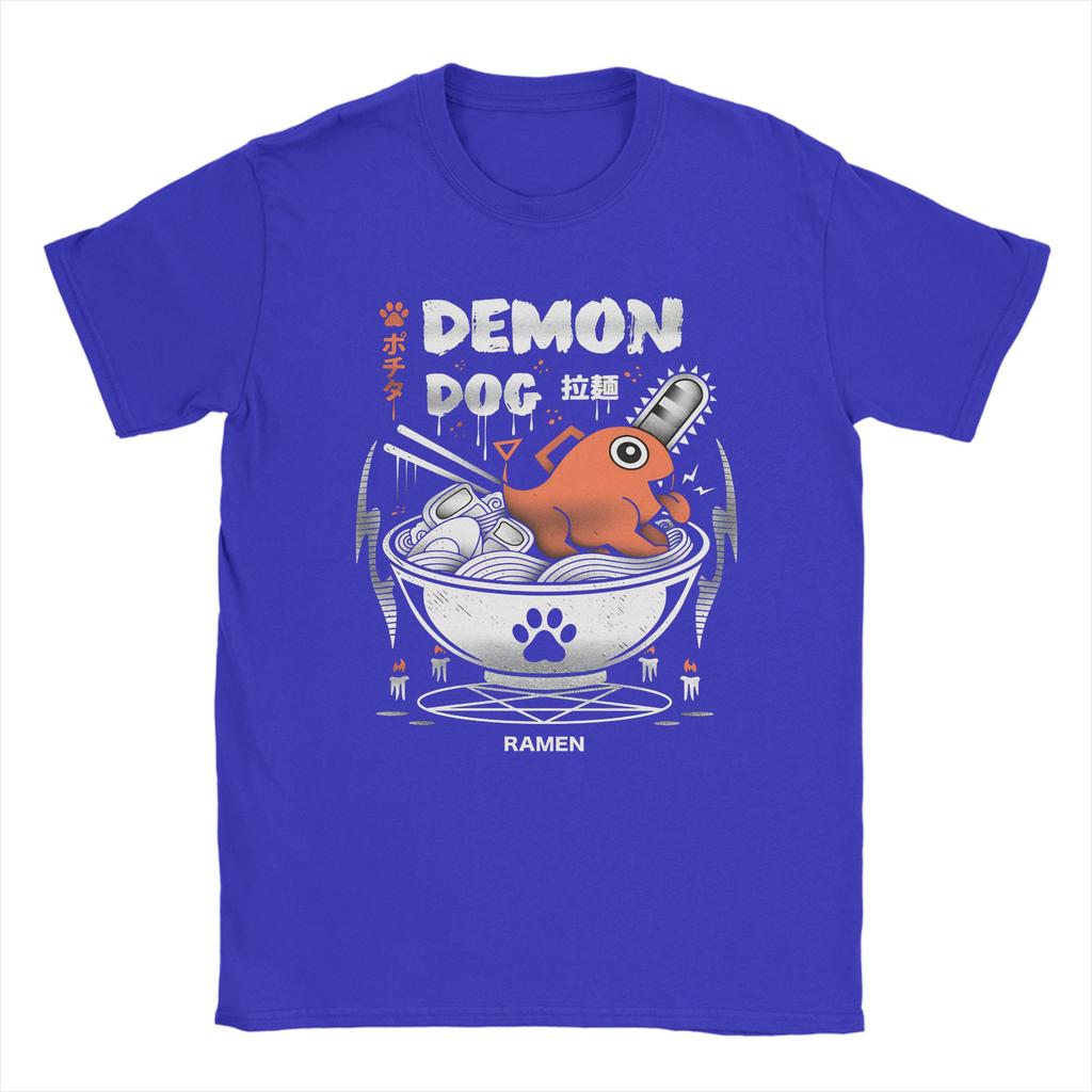 Cool Demon Dog Ramen Pochita Anime Chainsaw Men T-Shirts for Men O Neck Cotton T Shirts Short Sleeve Tee Shirt Plus Size Clothes