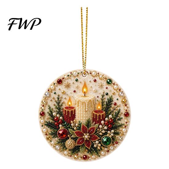 Decorative Acrylic Piece Christmas Hanging Ornament, Double Side Printed Ornament Holiday Tree Decor Pendant, Festive Home Decoration Decorations
