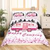 Erosebridal Rustic Farmhouse Bedding - Happy Camping Duvet Cover for Boys Kids Teens, Black Sketch Drawing Comforter Cover Vintage Old Barn