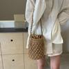 Summer New Fashionable Trendy Women's Bag High Quality Grass Woven Tote Bag Bucket Shape Drawstring Handbags