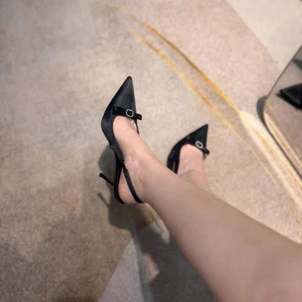 Летняя женская мода 2025 Остроносые туфли на высоком каблуке Сексуальные Роскошные Дизайнерские Супер Каблуки Элегантные Туфли с Бантом Вечеринка Клуб Сандалии