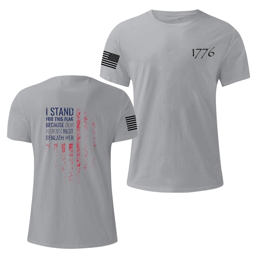 Мужская модная повседневная футболка с круглым вырезом и коротким рукавом с принтом «День независимости»