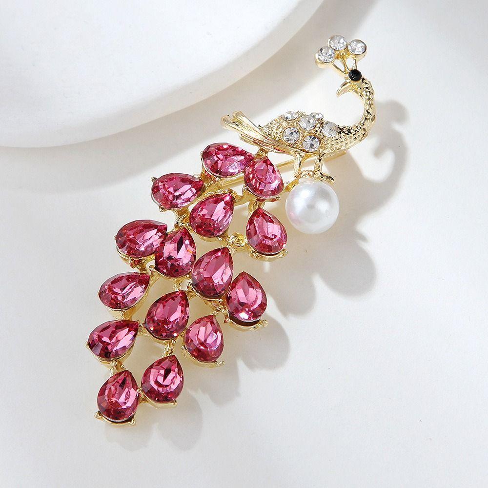 Retro Peacock Brooch Luxury Crystal Corsage Pin Jewelry Accessories Peacock Collar Pins Wedding
