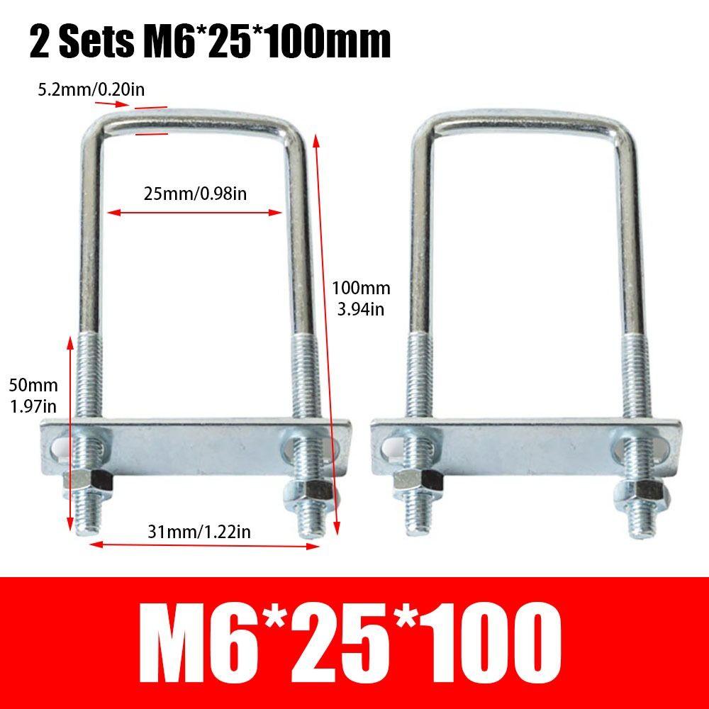 2Sets With Baffle Pipe U-clamp Iron Squa Bolt New Square Clamp