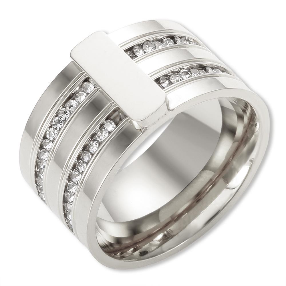 18K Gold-Plated Diamond Women's Stainless Steel Ring In Luxury European and American Style