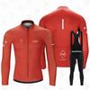 Men Women Thermal Fleece Cycling Set Long Sleeve Bib Pants Road MTB Winter Outdoor Sports