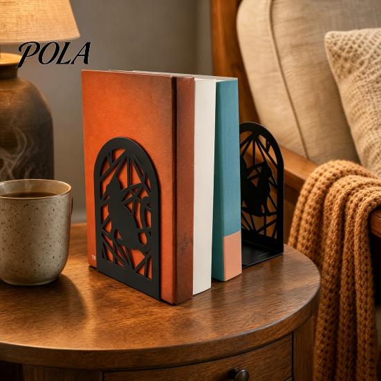 Тяжелые Подставки для Книг 1 Пара Металлические Полые Подставки-Кошки, Декоративные Ограничители для Полки, Нескользящие Черные Подставки для Домашнего Офиса, Матовая Отделка