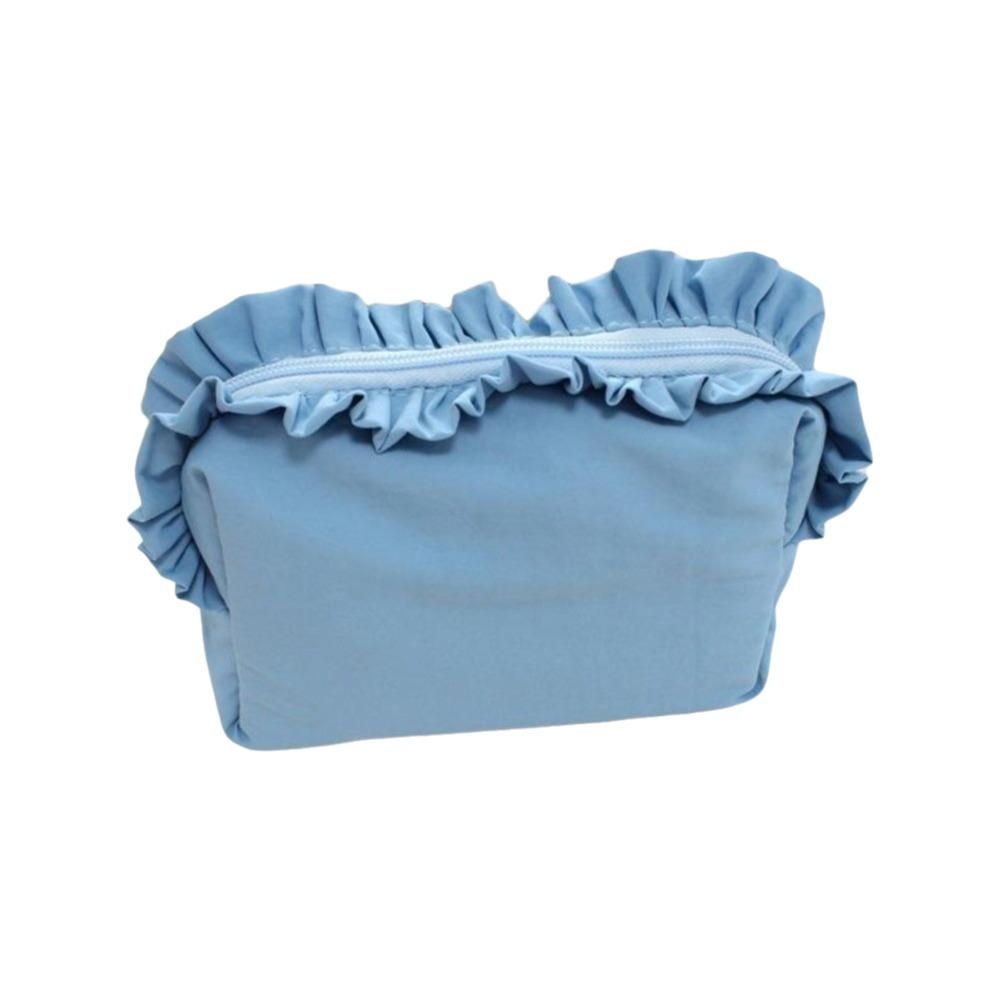 Solid Color Ruffle Makeup Bag Large Capacity Toiletry Organizer Creative Cosmetic Cases Travel