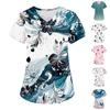 Women's Fashion V-neck Short Sleeve Workwear With Pockets Printed Tops