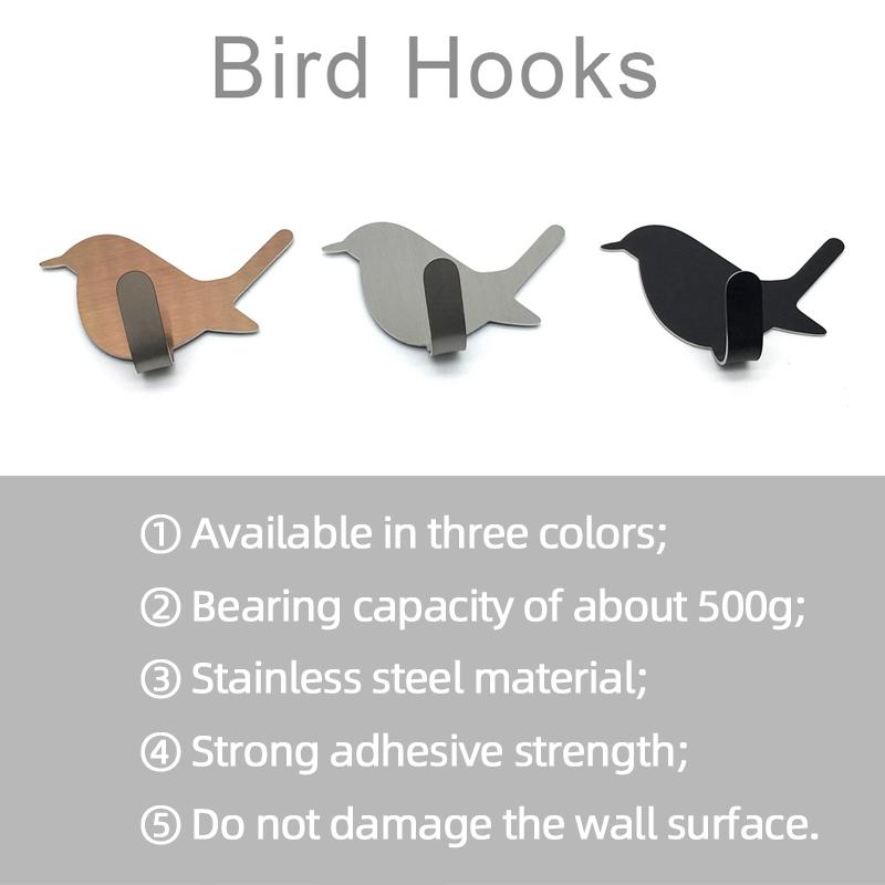 Самоклеящиеся крючки с узором птиц, держатель для хранения для ванной комнаты, кухни, вешалка, наклейка на стену, подвесные дверные вешалки для одежды, полотенец