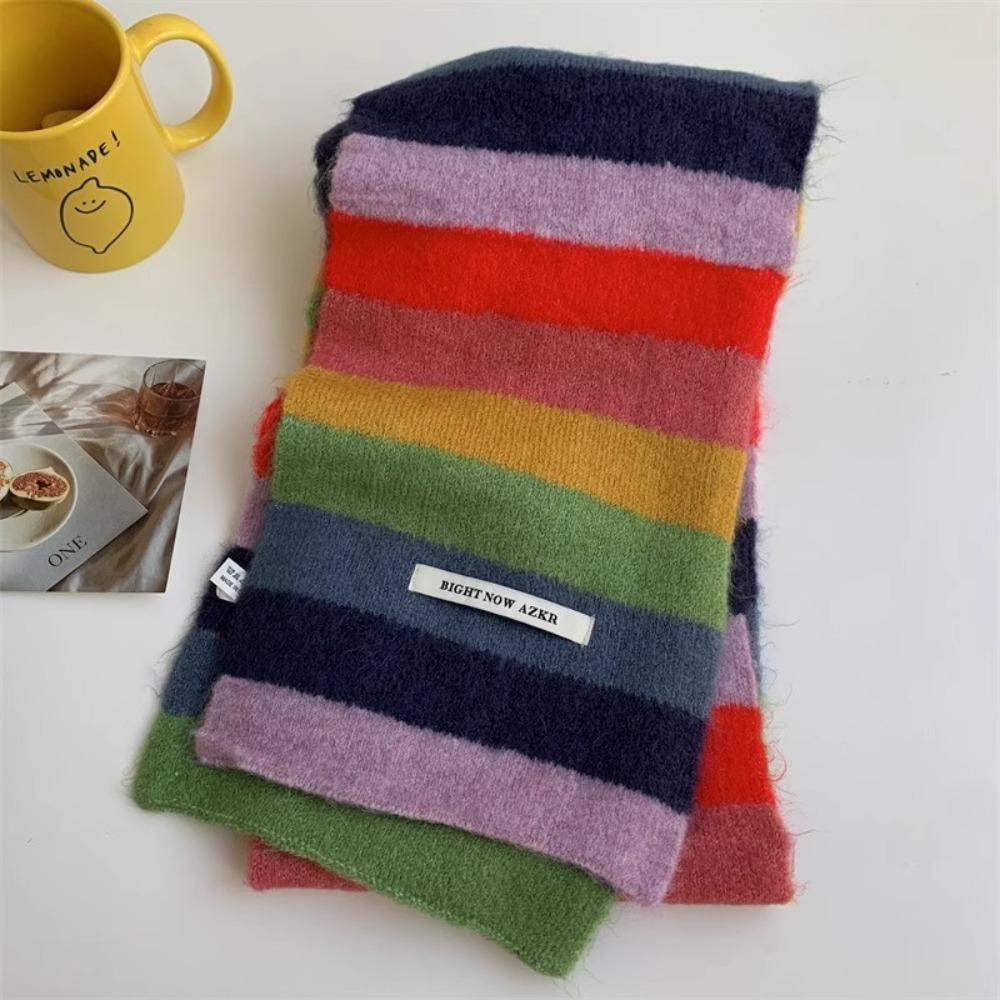 Narrow Shawl Women's Scarves Keep Warm Knitted Scarves Fashion Multicolor Stripe Scarf Winter