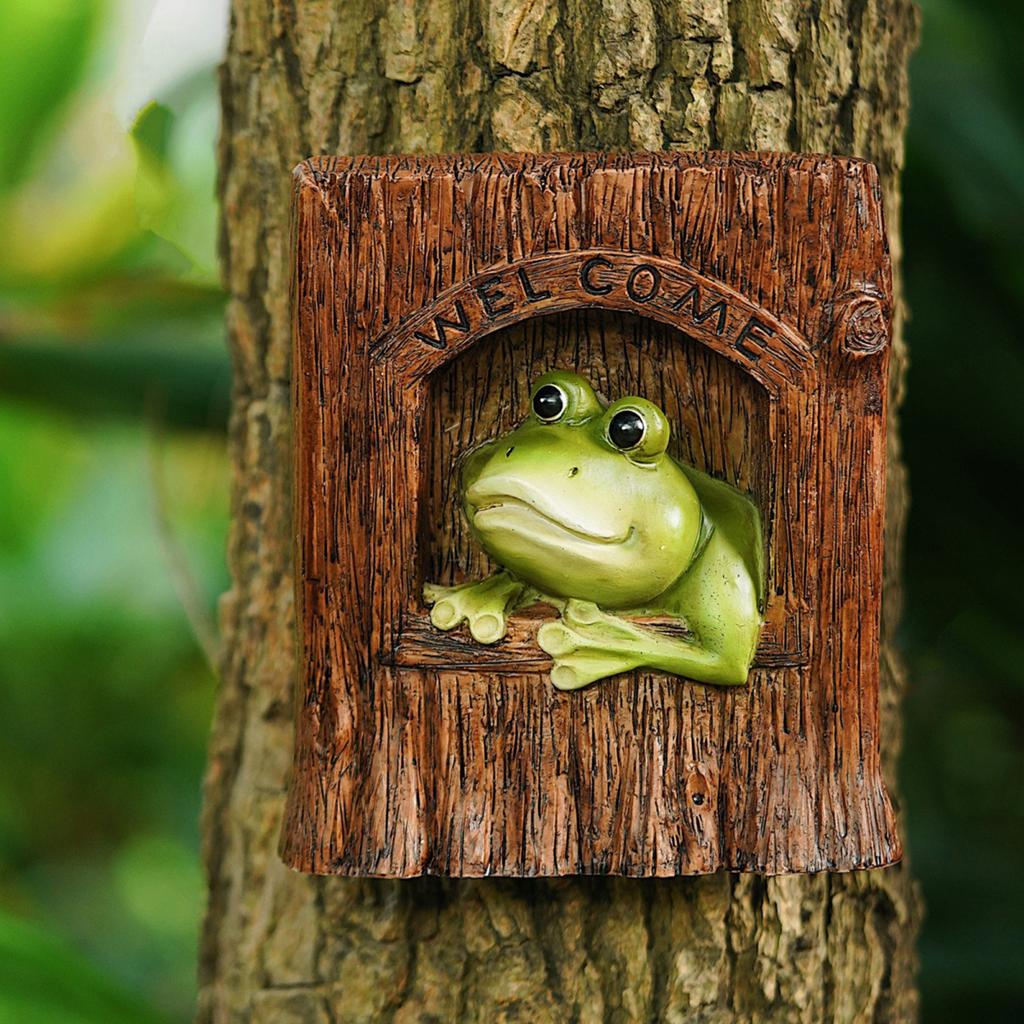 Настенное украшение в виде лягушки, статуэтка из смолы в виде лягушки, настенное украшение в виде лягушки, приветственный знак для сада, патио, двора, дерева, подарок на новоселье