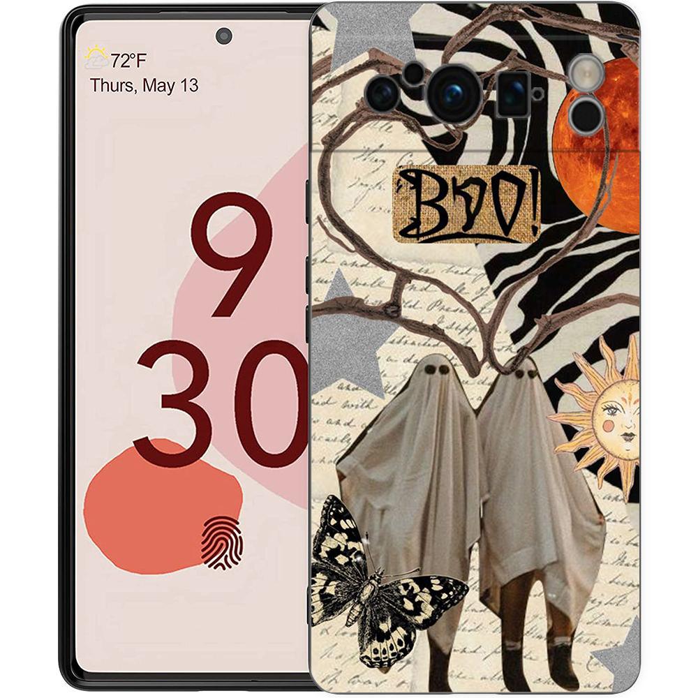 Чехол для телефона Google Pixel 8 A 7 6 Pro 6A 5G, черный, мягкий противоударный чехол, силиконовый чехол из ТПУ, милый маленький призрак