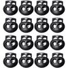 For 20 Pack Spring Cord Locks for Drawstrings, Black Plastic Double Holes Cord Ends Fastener Oval Toggle Stopper Sliders