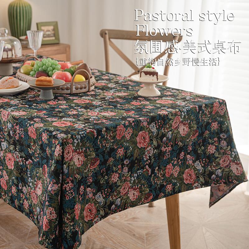 Скатерть в стиле ретро, с масляной живописью, круглая, квадратная, высококлассная, с цветочным декором, накидка, легкая роскошь, многоцелевая накидка