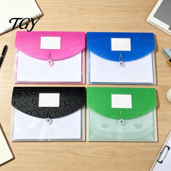 Plastic File Pouch Expandable Document Folder with Label Slot, Layered Design Waterproof PP Business Envelope, Secure Rope Closure Organizer