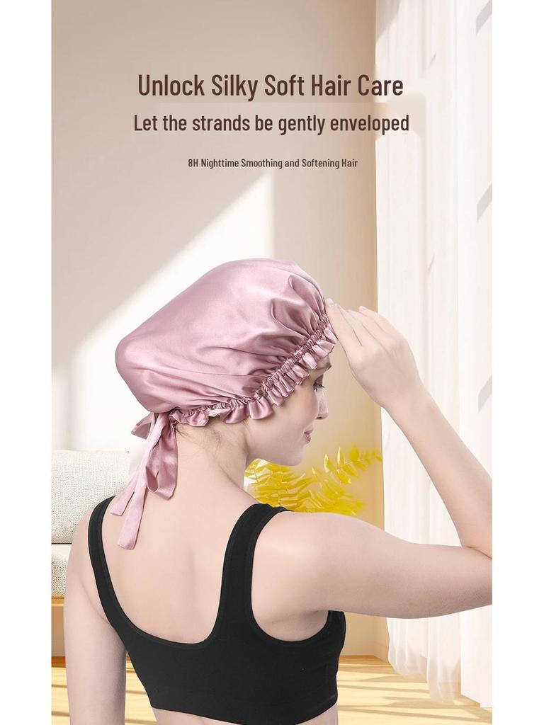 Double Layer Mulberry Silk Sleep Cap for Women - Hair Care & Postpartum Protection