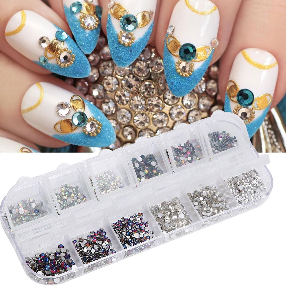 12 Grids Nail Art Rhinestones DIY Nail Decoration Makeup Glitter Beads Manicure Tool4#