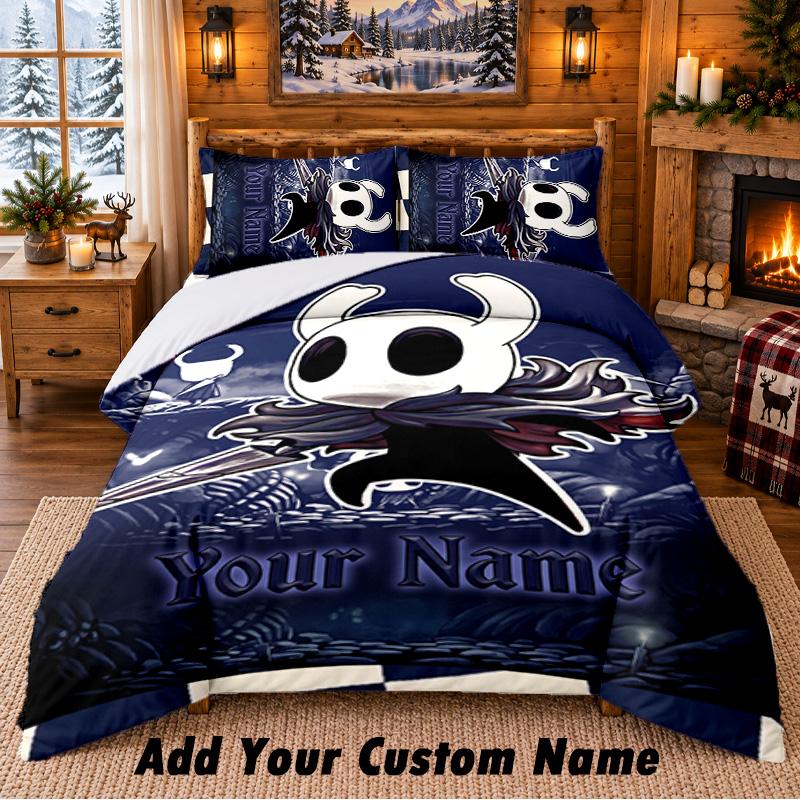 Hollow Knight Custom Name 3Pcs Bedding Set 1 Bed Sheet 2 Pillowcases Bedroom Home Decor