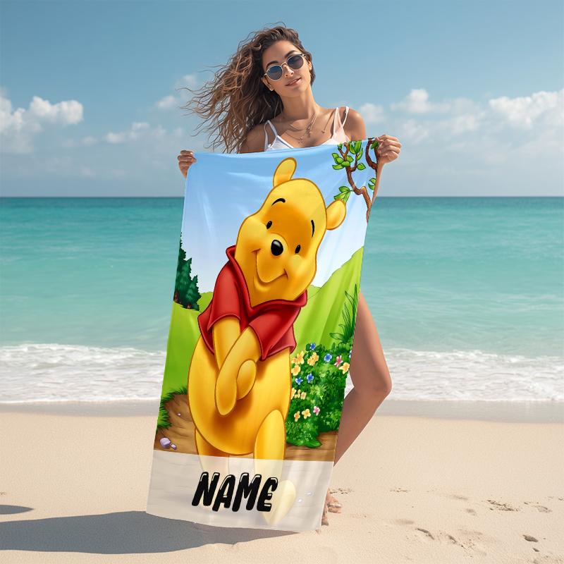Personalized Winnie Pooh Adventure Beach Towel Microfiber Beach Towel Thin Absorbent for Beach Swimming Yoga Bath Sports. 0910369