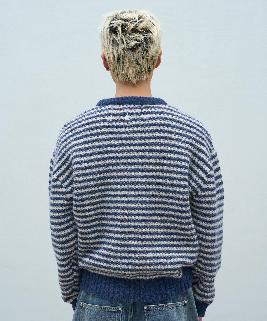 SUPERSUB Striped Oversized Crop Knit - Navy