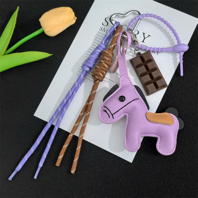 1 шт. Кожаный брелок-пони, плетеный шнурок, подвеска для рюкзака, аксессуары для подвешивания на сумку для телефона, DIY украшение