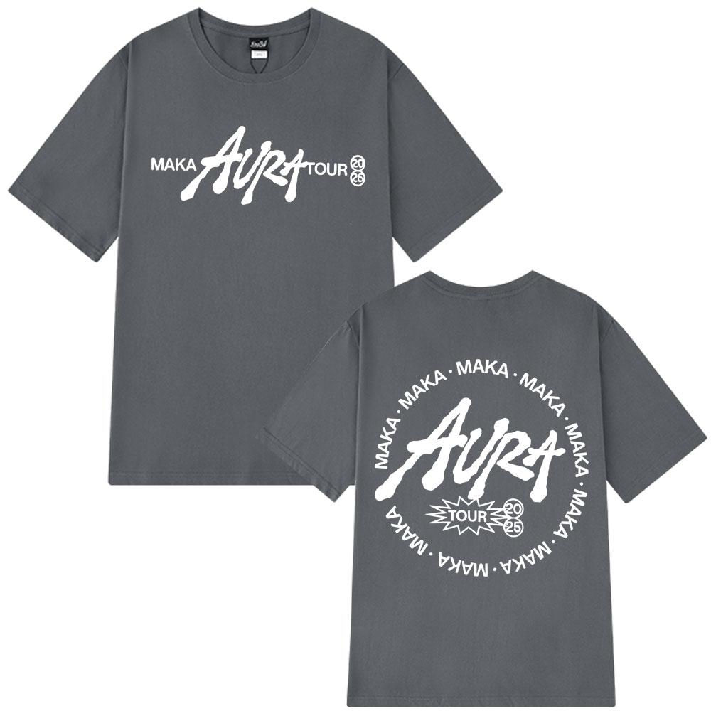 Рэпер Мака Аура Тур 2025 Готический Панк Футболки Мужчины Женщины Одежда Мода Винтажные Футболки Повседневные Хлопок Хип-хоп Свободная Футболка