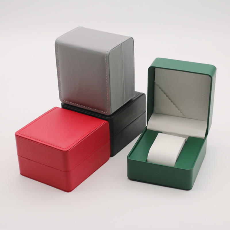 Black Single Watch Gift Box with Pillow PU Leather Wristwatch Display Case Organizer for Men Clamshell PU Leather Watch Cover