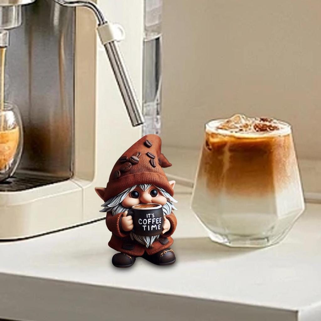 Coffee Gnomes Kitchen Counter Figurine, Dining Room Gnome, Coffee Themed Gnome Decoration for Coffee Lovers Decoration Gifting