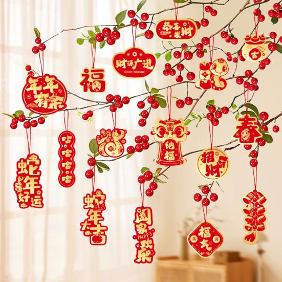 16/28 шт. Новогодние подвески в мультяшном стиле с пожеланиями удачи Лунный Новый год украшения Весенний фестиваль елочные украшения подвески