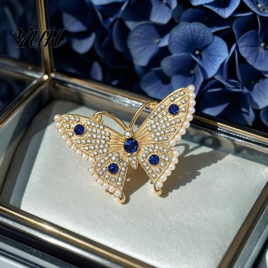 Daily Wear Jewelry Women Rhinestone Butterfly Brooch Pin, Vintage Insect Alloy Badge Pin Accessories for Wedding Party Prom Backpack Decoration Pins