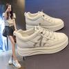 Korean Version of Imitation Leather Little White Shoes Women's 2025 Summer and Autumn New Lace-up Soft Sole Soft Surface Fashion Versatile Sports 