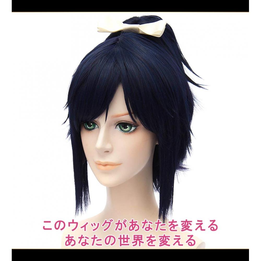 CaseEden Парик для косплея Парик для косплея с Vance Touken Ranbu Yamato no Kami Stable Short Blue Black Black Blue Black White Mercier Wig Net Set of 2